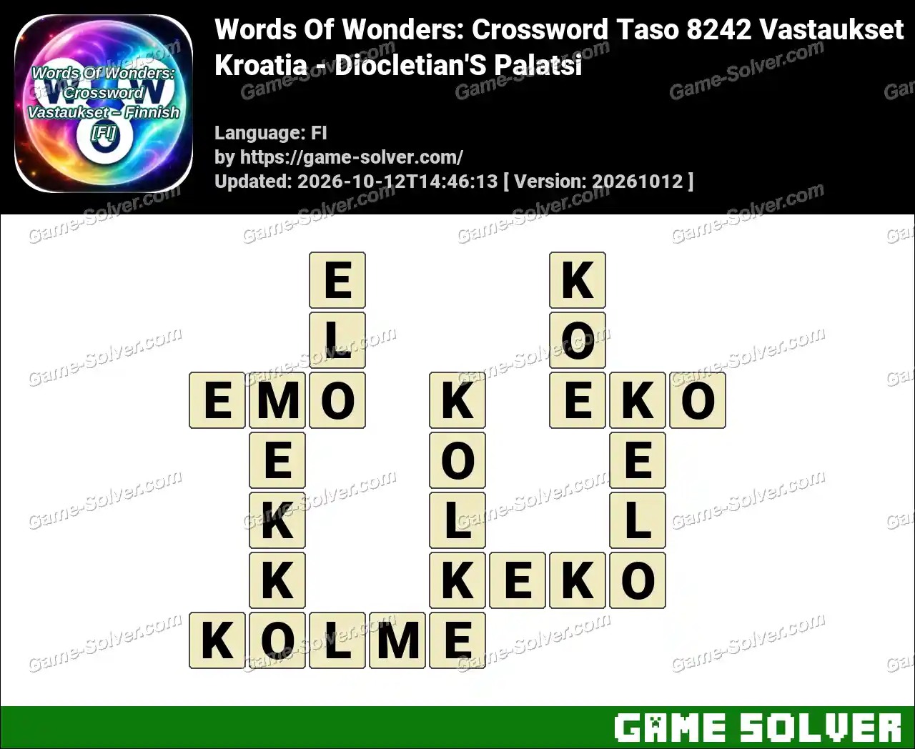 Words Of Wonders: Crossword Taso 8242 Vastaukset – Kroatia – Diocletian’S Palatsi
